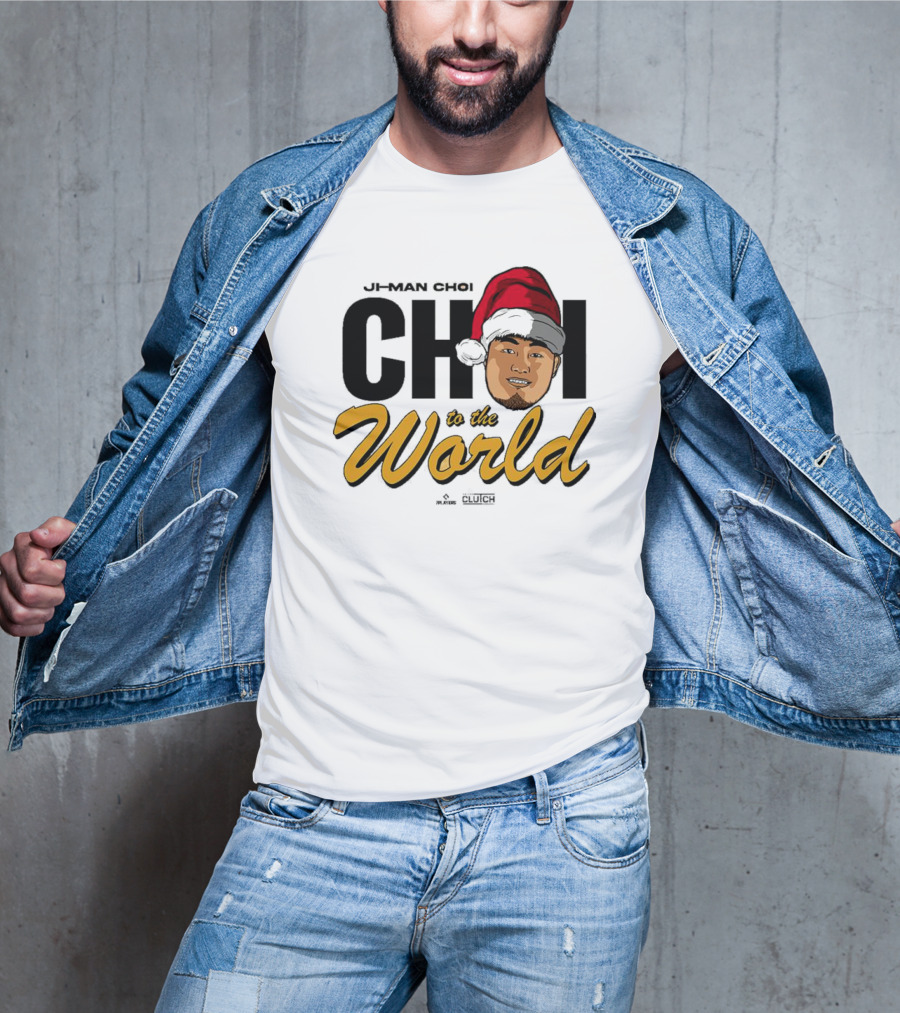 Ji-Man Choi Choi To The World Christmas Clutch Baseball Santa Hat T-Shirt