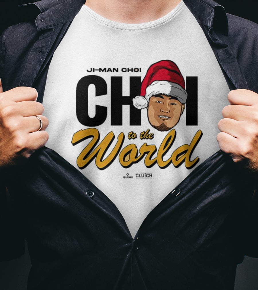 Ji-Man Choi Choi To The World Christmas Clutch Baseball Santa Hat T-Shirt