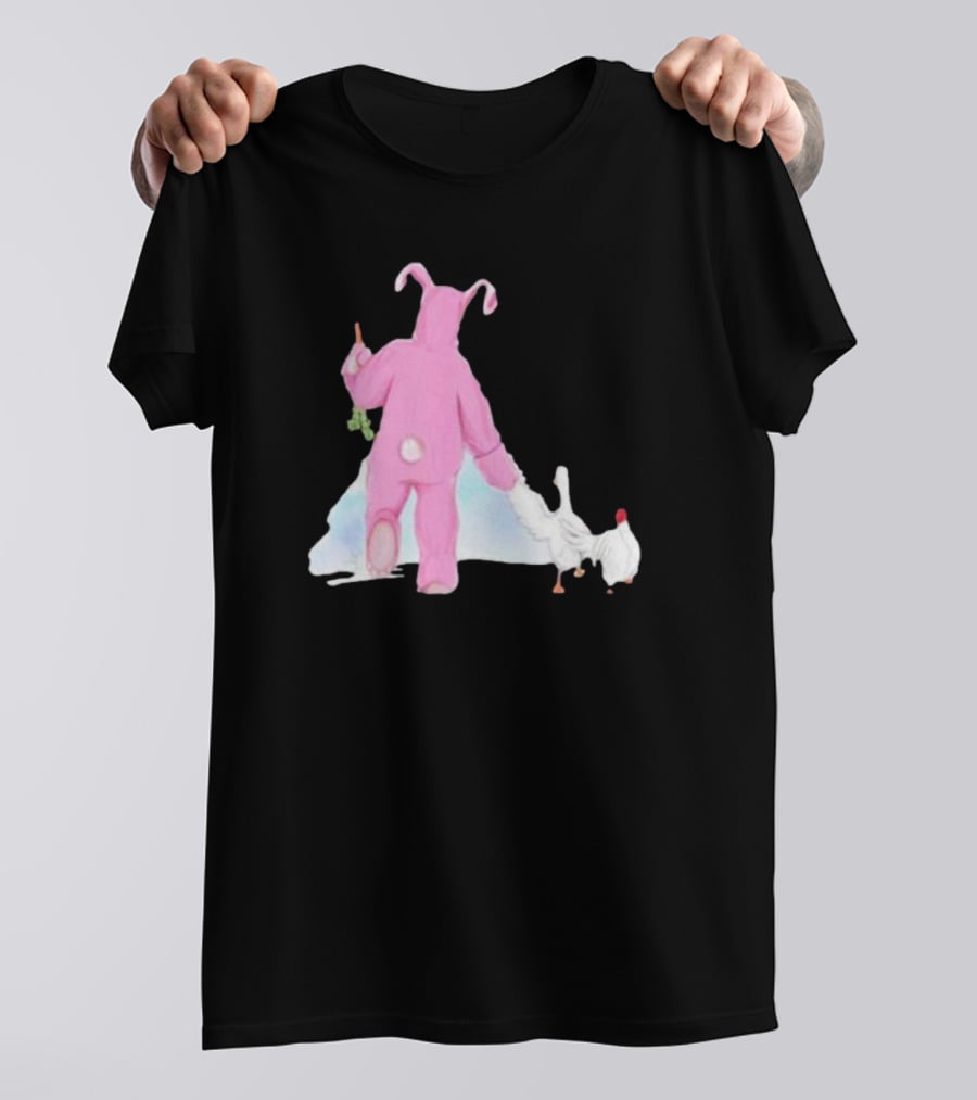 Matthew Perry Pink Bunny Holding Chicken T-Shirt