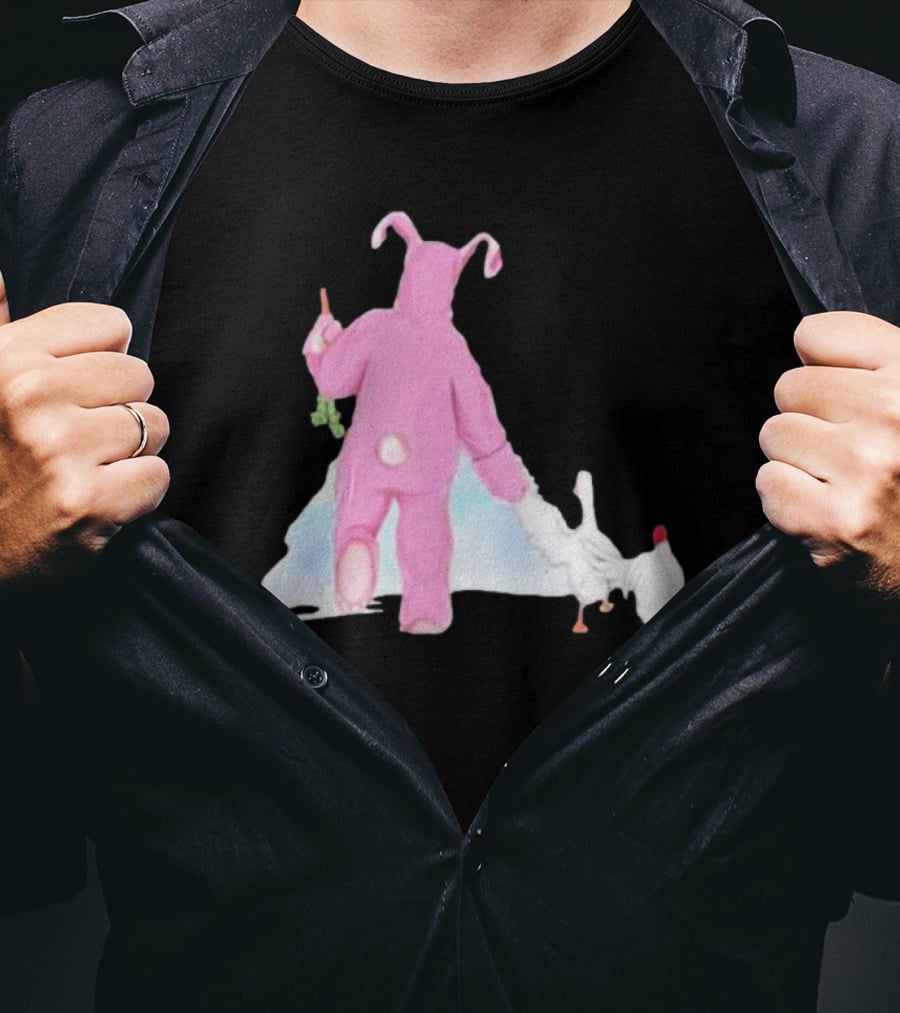 Matthew Perry Pink Bunny Holding Chicken T-Shirt