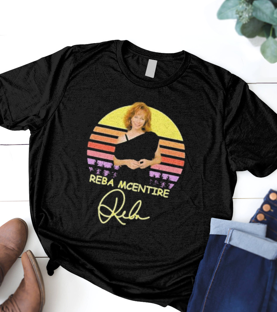 Reba McEntire Vintage Smile Signature Retro Sunset Image T-Shirt
