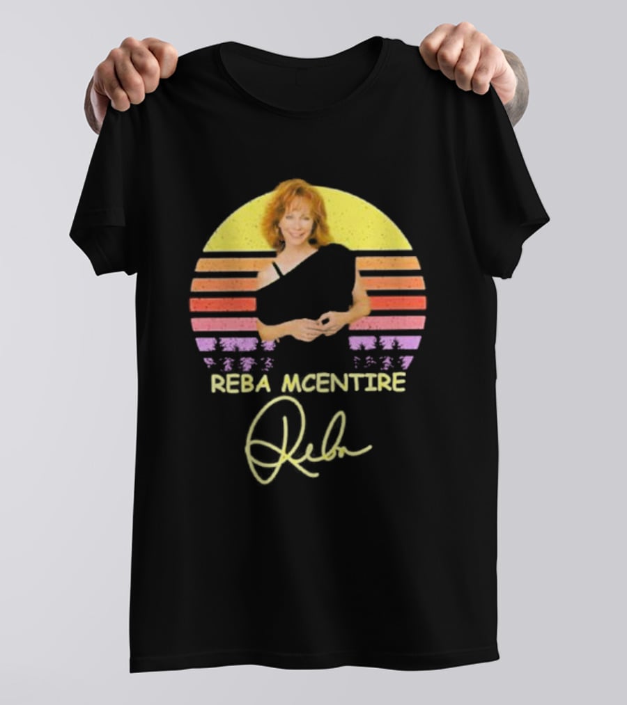 Reba McEntire Vintage Smile Signature Retro Sunset Image T-Shirt