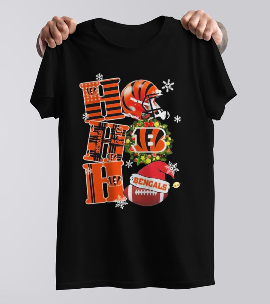 Cincinnati Bengals Ho Ho Ho Christmas Football Team T-Shirt