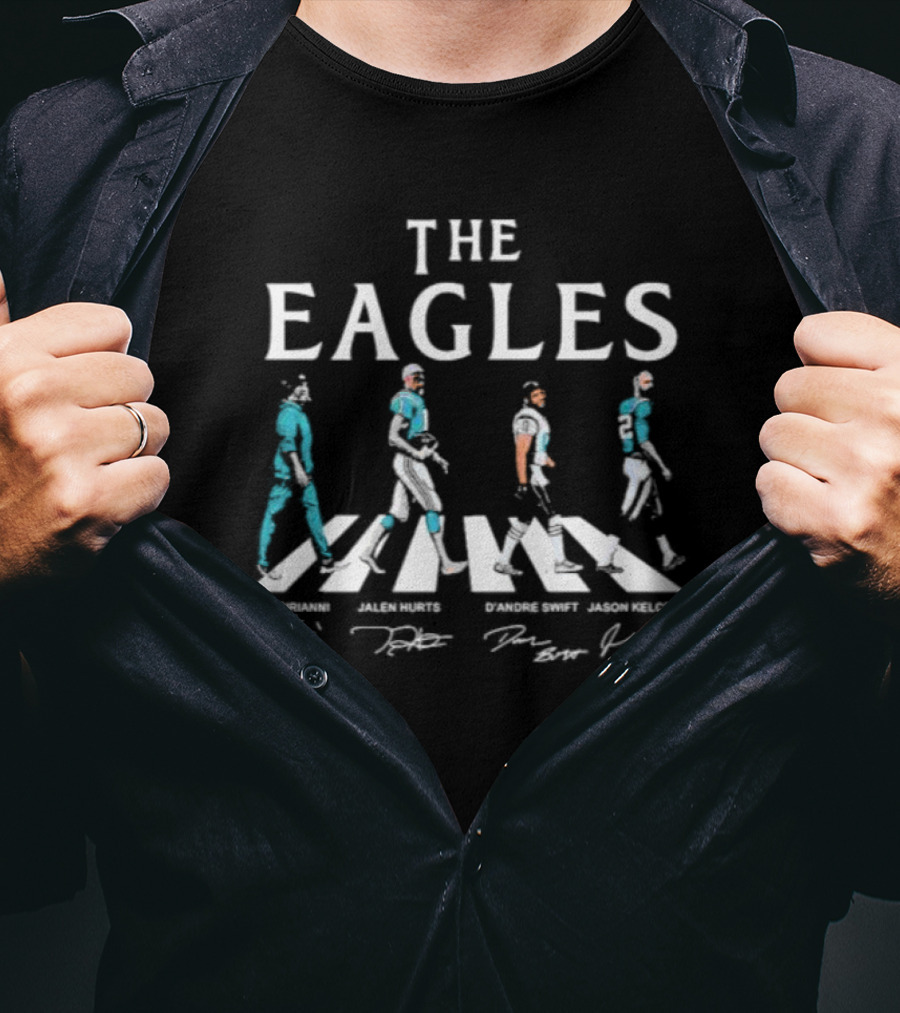 Eagles Abbey Road Nick Sirianni Jalen Hurts D'Andre Swift Jason Kelce T-Shirt
