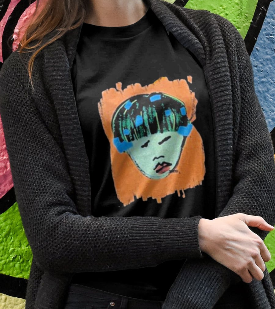 Ryan Harper Gray Iconic Abstract Portrait On Vibrant Orange Background T-Shirt