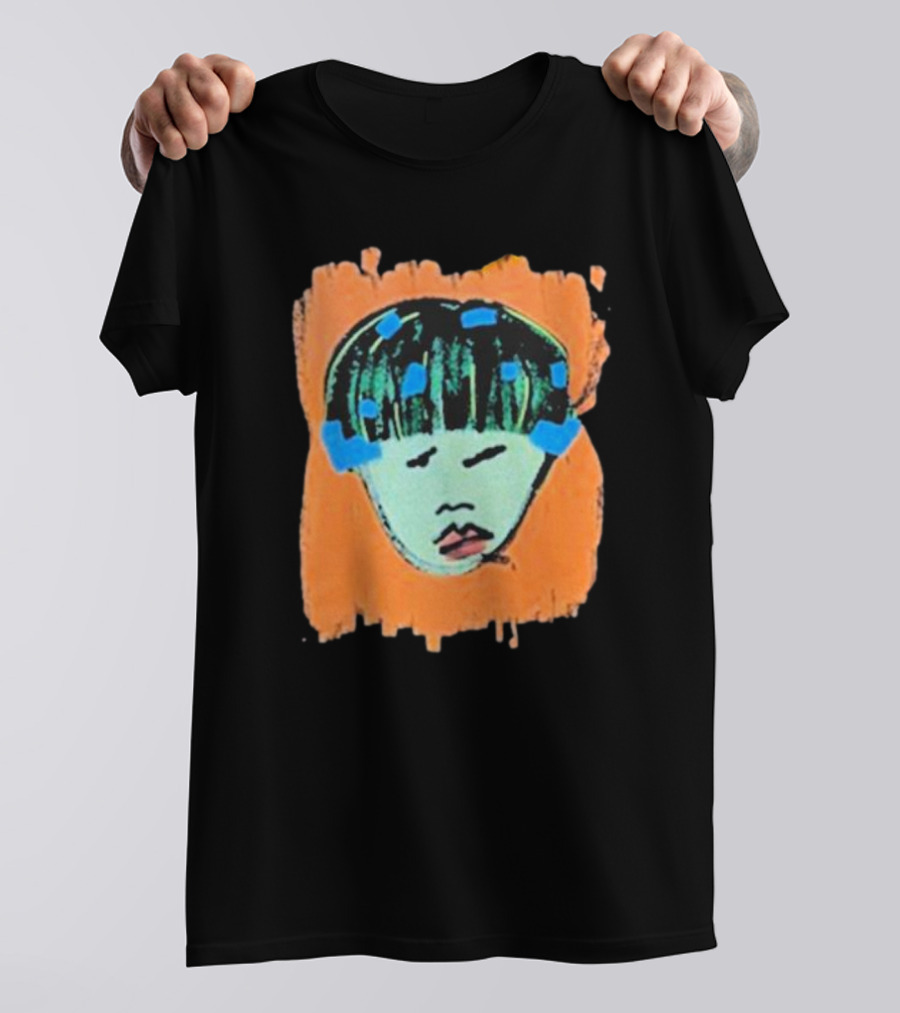 Ryan Harper Gray Iconic Abstract Portrait On Vibrant Orange Background T-Shirt