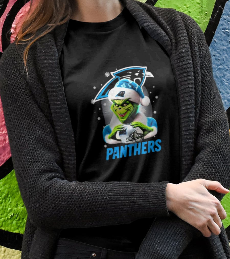 Santa Grinch Carolina Panthers Merry Christmas T-Shirt