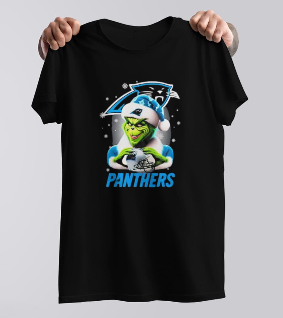 Santa Grinch Carolina Panthers Merry Christmas T-Shirt