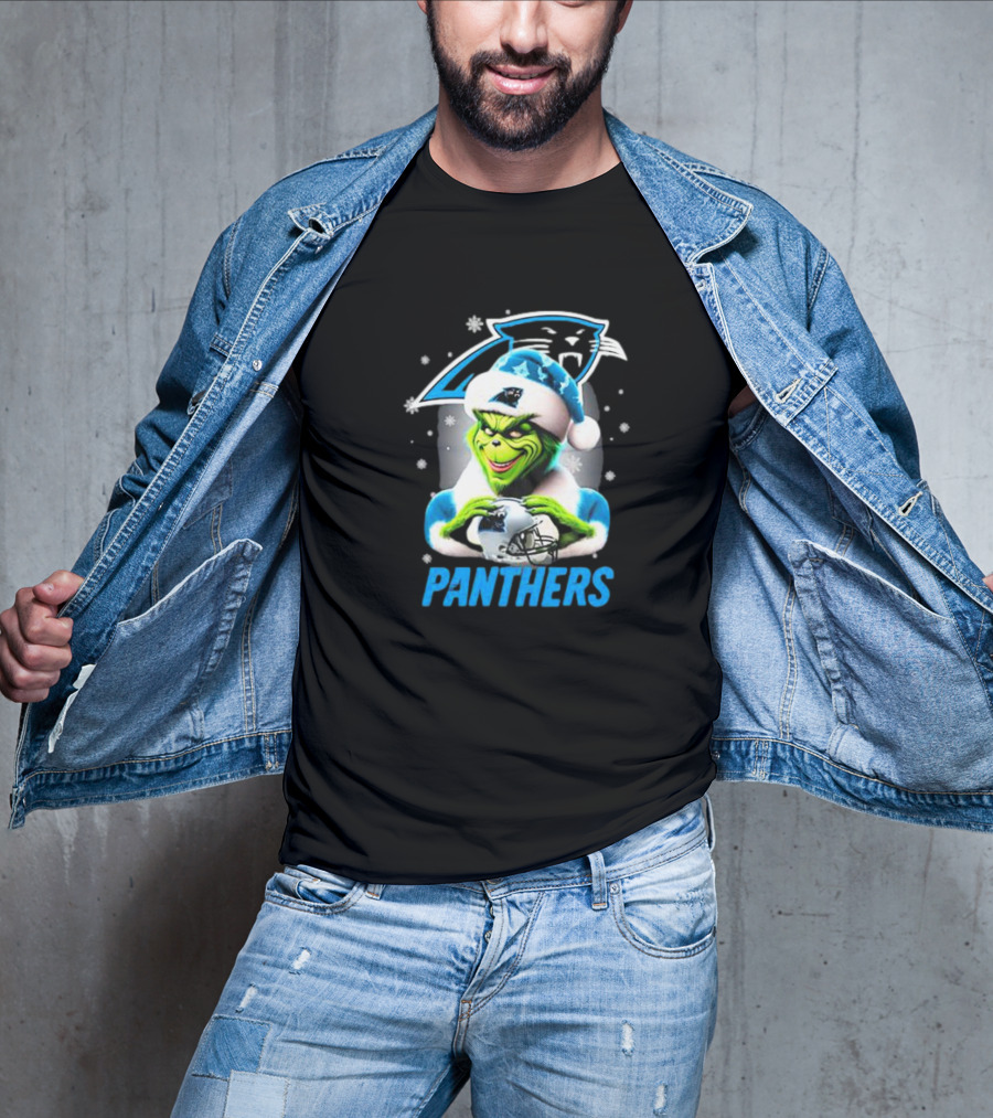 Santa Grinch Carolina Panthers Merry Christmas T-Shirt