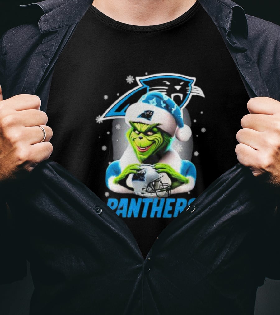 Santa Grinch Carolina Panthers Merry Christmas T-Shirt