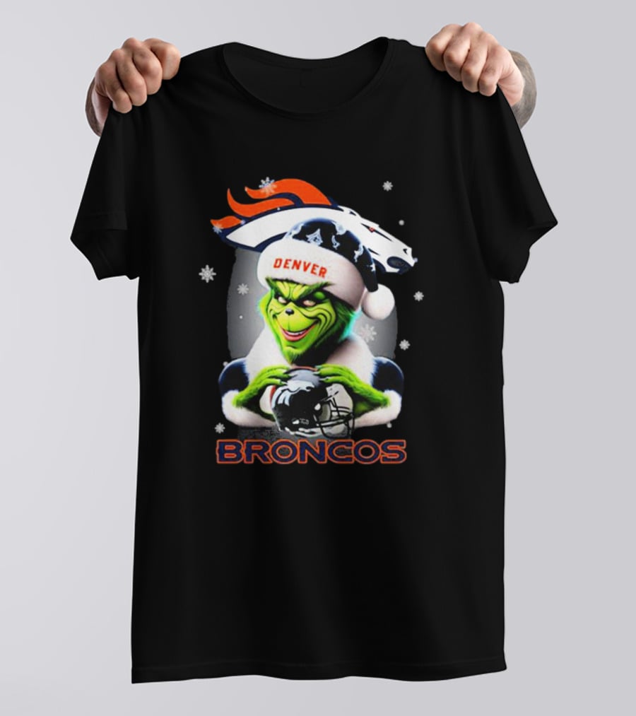 Santa Grinch Merry Christmas Denver Broncos Love T-Shirt