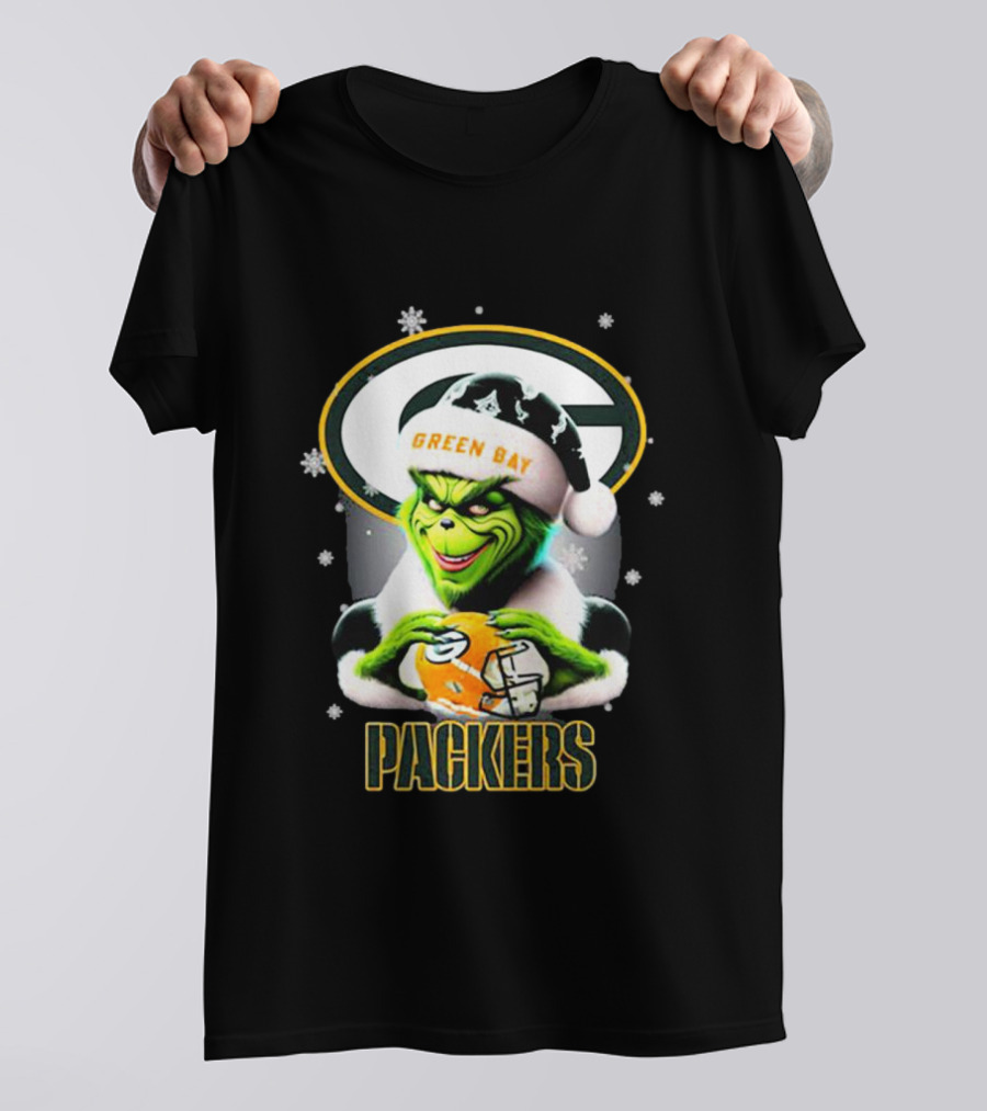 Santa Grinch Green Bay Packers Merry Christmas T-Shirt