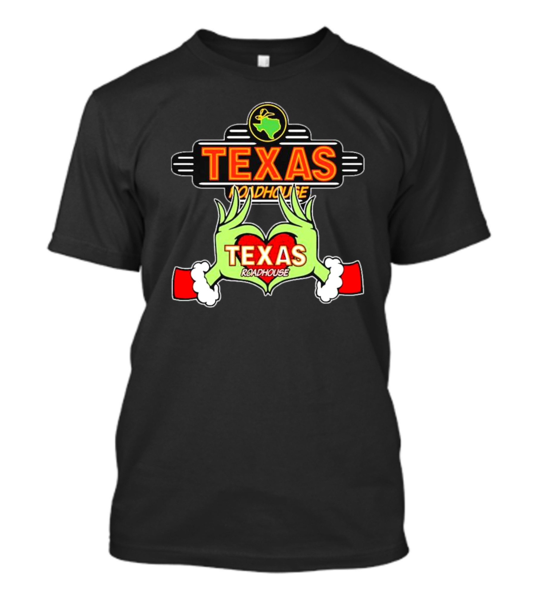 Texas Roadhouse Grinch Hand Love Christmas T-Shirt