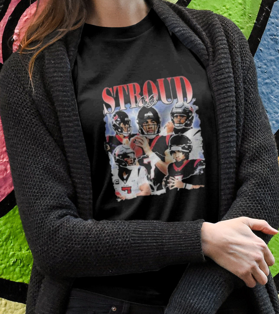 Stroud CJ Football 90s Style Houston NFL Quarterback Vintage Images T-Shirt