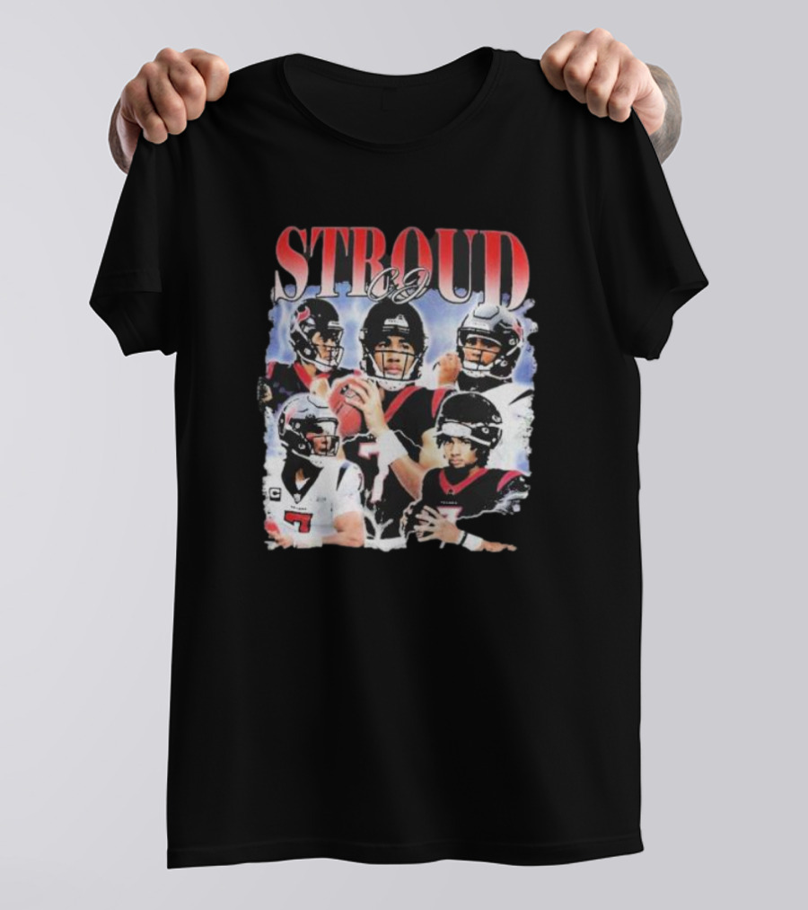Stroud CJ Football 90s Style Houston NFL Quarterback Vintage Images T-Shirt