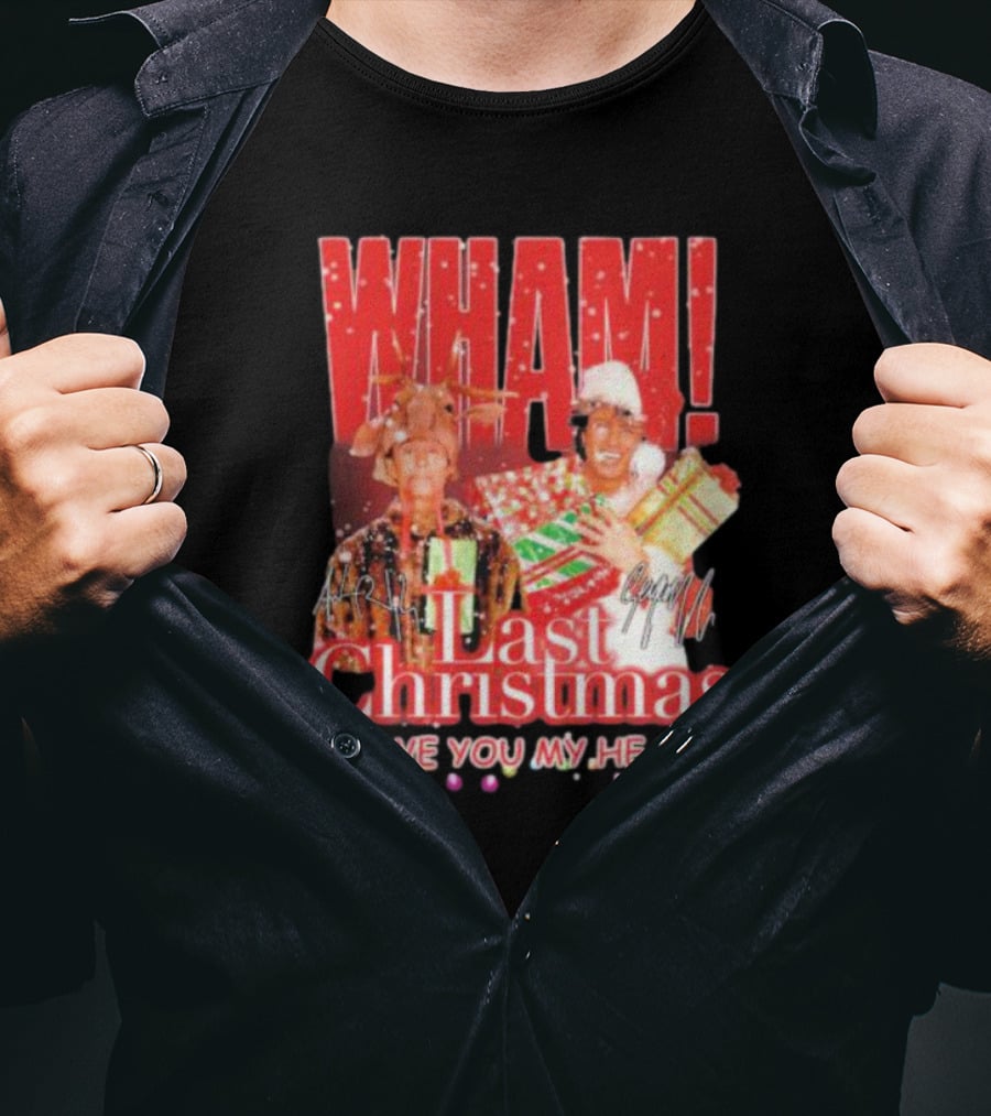 WHAM Last Christmas I Gave You My Heart Signature Holiday Image T-Shirt