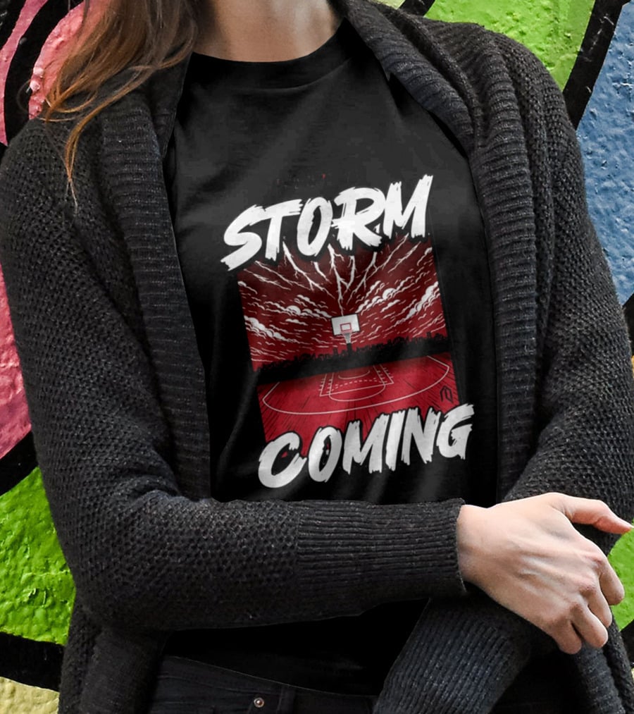 Athletelogos There Is A Storm Coming Basketball Court Thunderous Sky T-Shirt