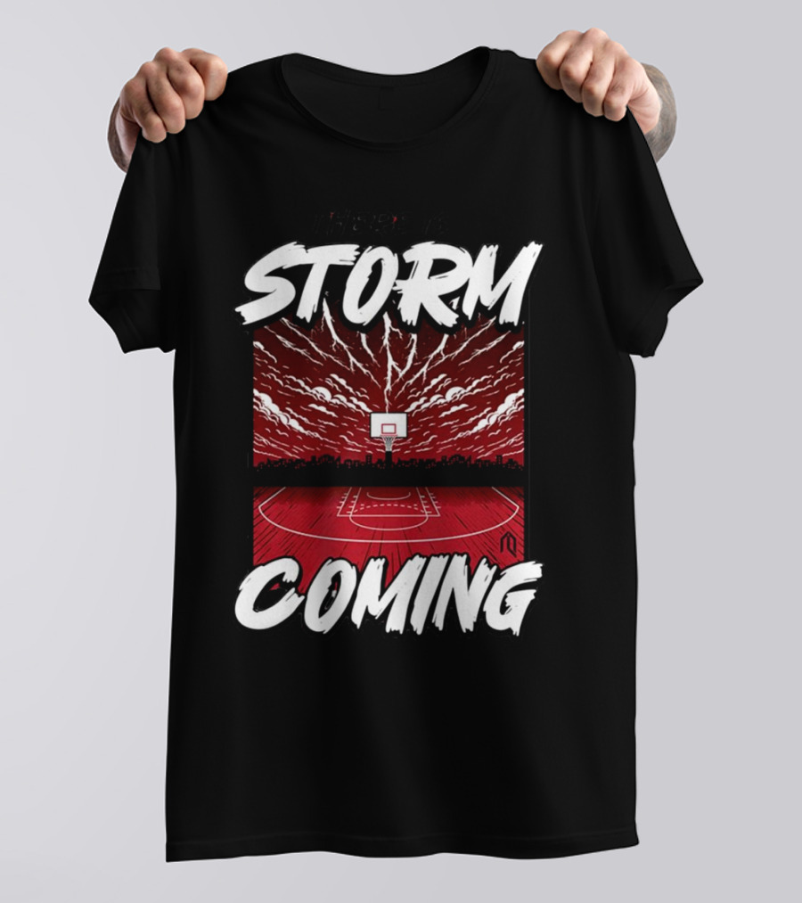 Athletelogos There Is A Storm Coming Basketball Court Thunderous Sky T-Shirt