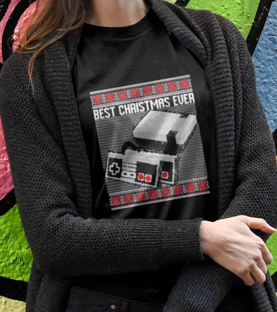 Best Christmas Ever Ugly Sweater NES Controller Retro Console T-Shirt