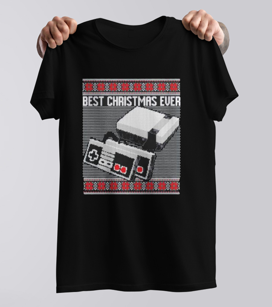 Best Christmas Ever Ugly Sweater NES Controller Retro Console T-Shirt