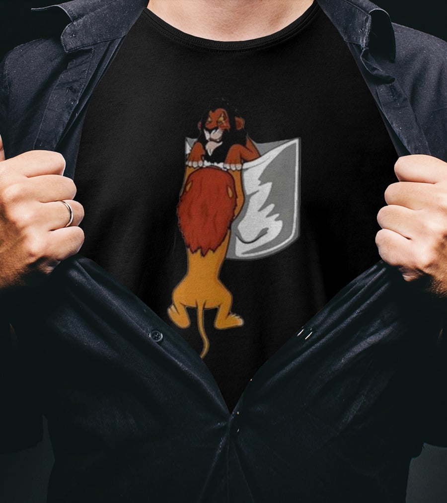 Lion Scar And Mufasa Hanging Pocket T-Shirt