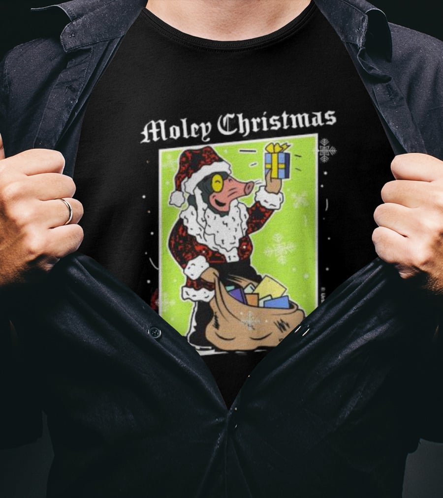 Moley Christmas Santa Mouse Holiday Present T-Shirt