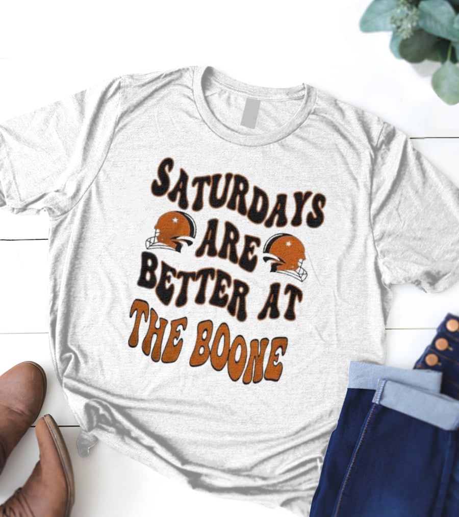 Oklahoma State Cowboys Saturdays Are Better At The Boone With Football Helmets T-Shirt