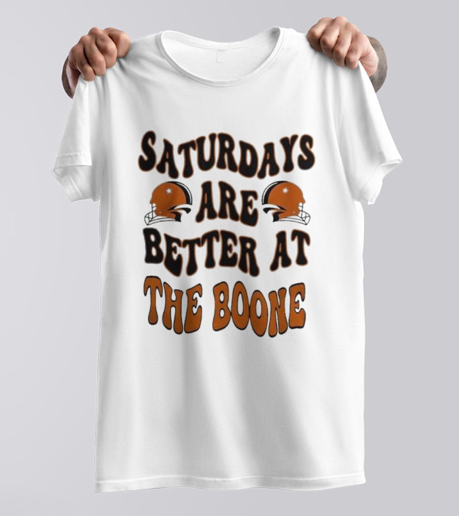 Oklahoma State Cowboys Saturdays Are Better At The Boone With Football Helmets T-Shirt
