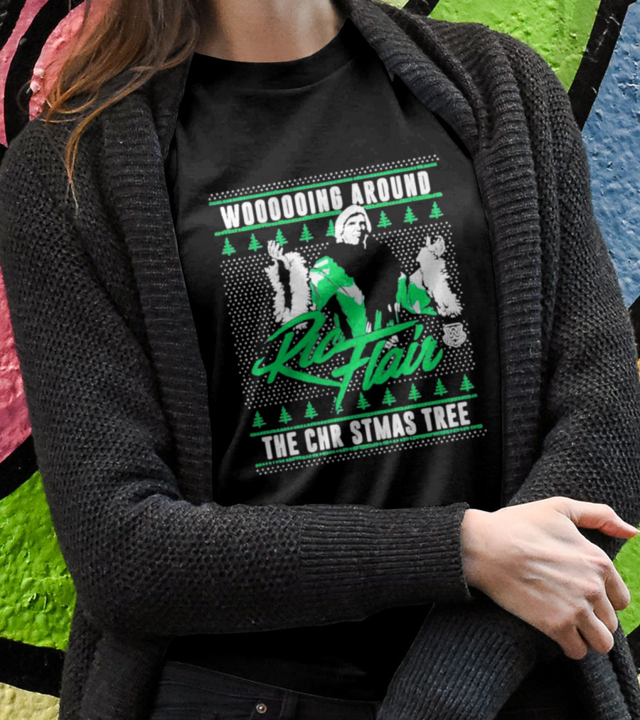 Woooooing Around The Christmas Tree Ric Flair Ugly Faux Knit T-Shirt