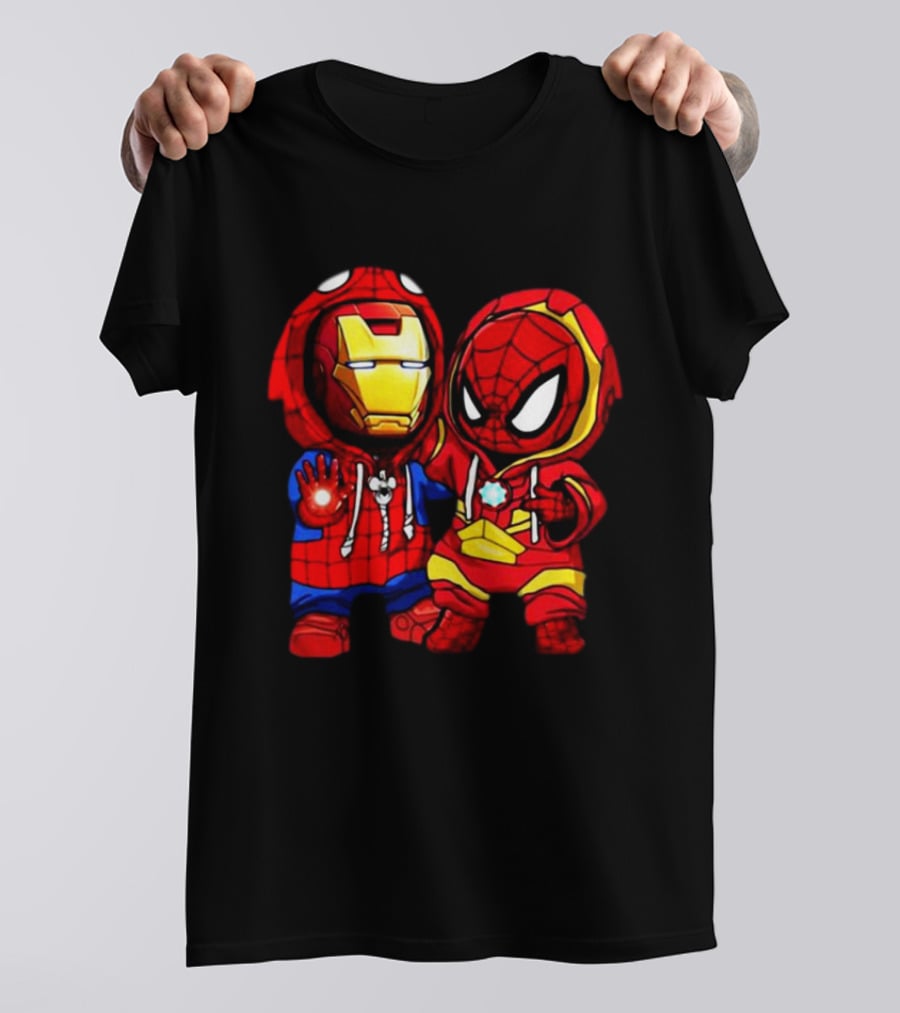 Baby Iron Man And Baby Spiderman Heroes Duo T-Shirt