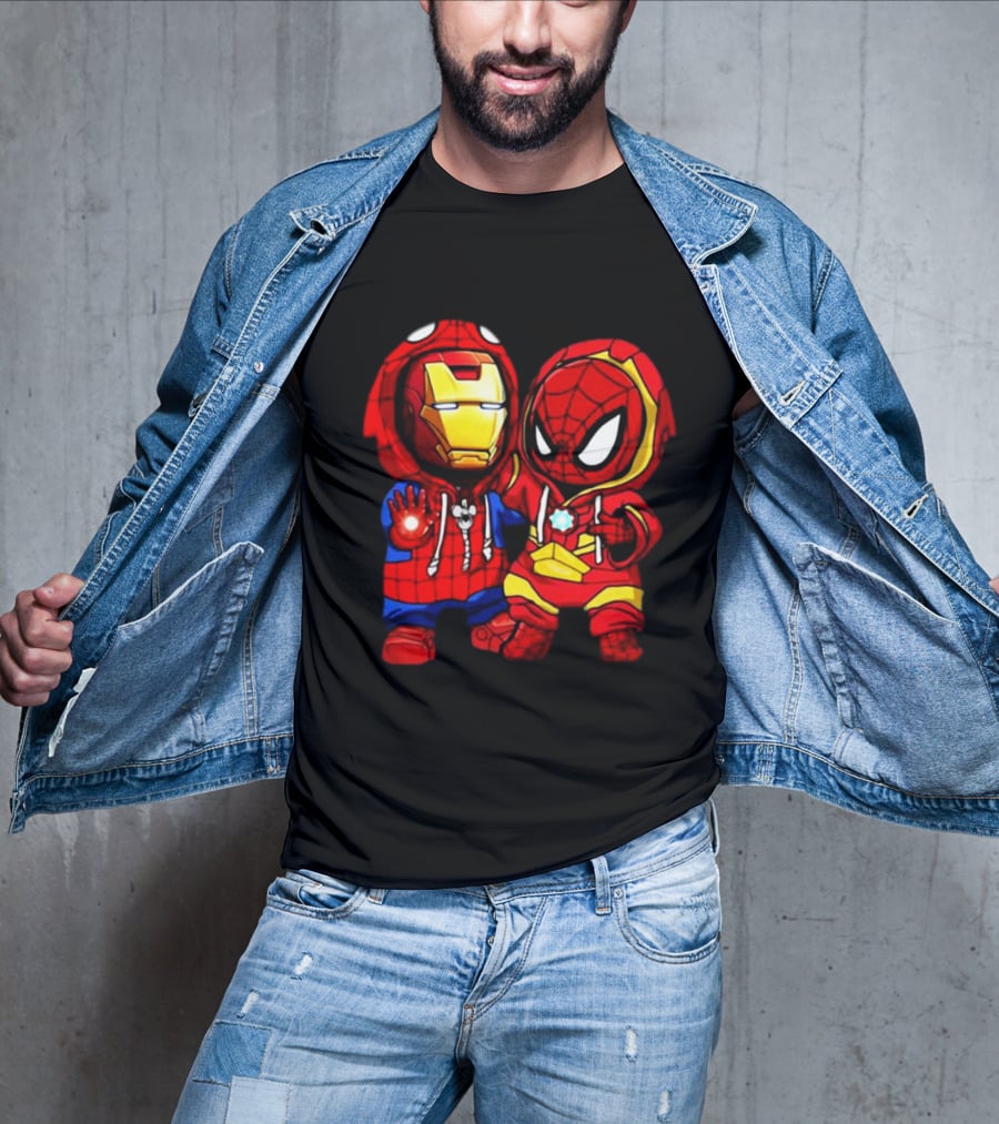 Baby Iron Man And Baby Spiderman Heroes Duo T-Shirt
