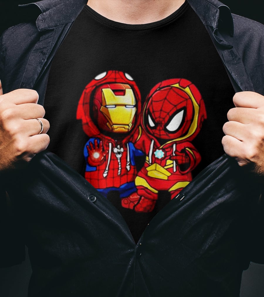 Baby Iron Man And Baby Spiderman Heroes Duo T-Shirt