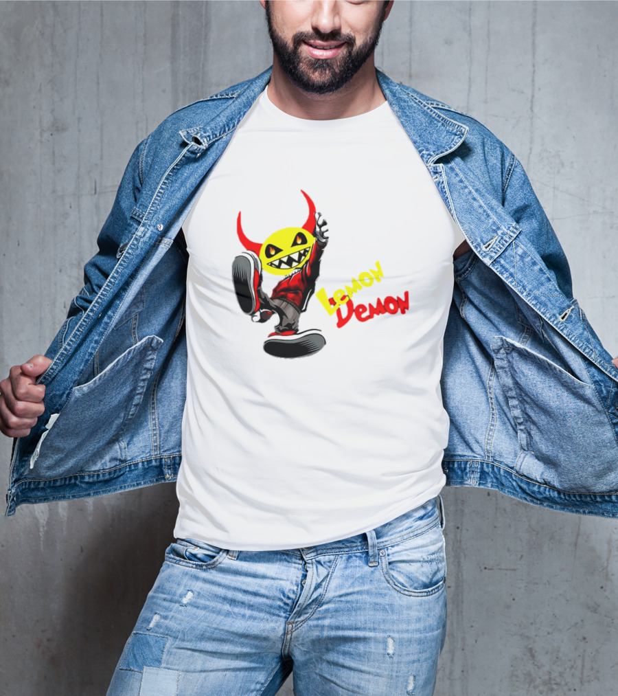 Lemon Demon Hip Hop Character In Sneakers With Red Devil Horns T-Shirt