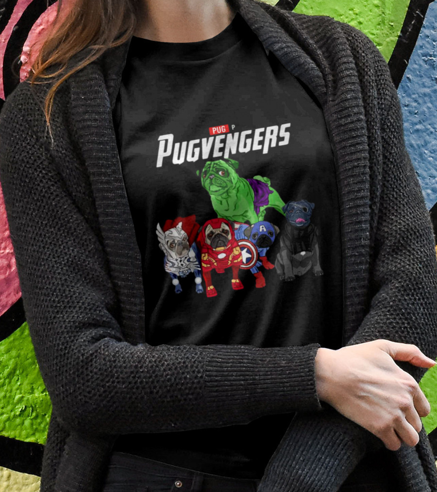 Marvel Avengers Pug Pugvengers Hulk Captain America Iron Man Thor Black Panther T-Shirt