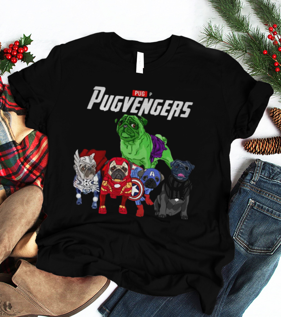 Marvel Avengers Pug Pugvengers Hulk Captain America Iron Man Thor Black Panther T-Shirt