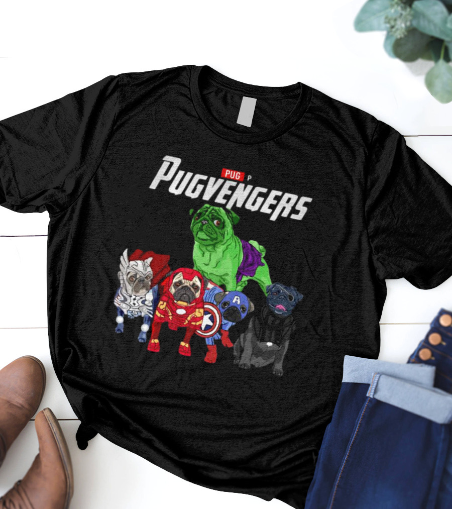 Marvel Avengers Pug Pugvengers Hulk Captain America Iron Man Thor Black Panther T-Shirt