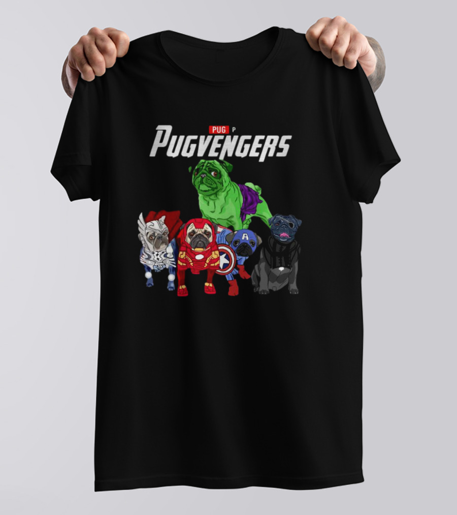 Marvel Avengers Pug Pugvengers Hulk Captain America Iron Man Thor Black Panther T-Shirt