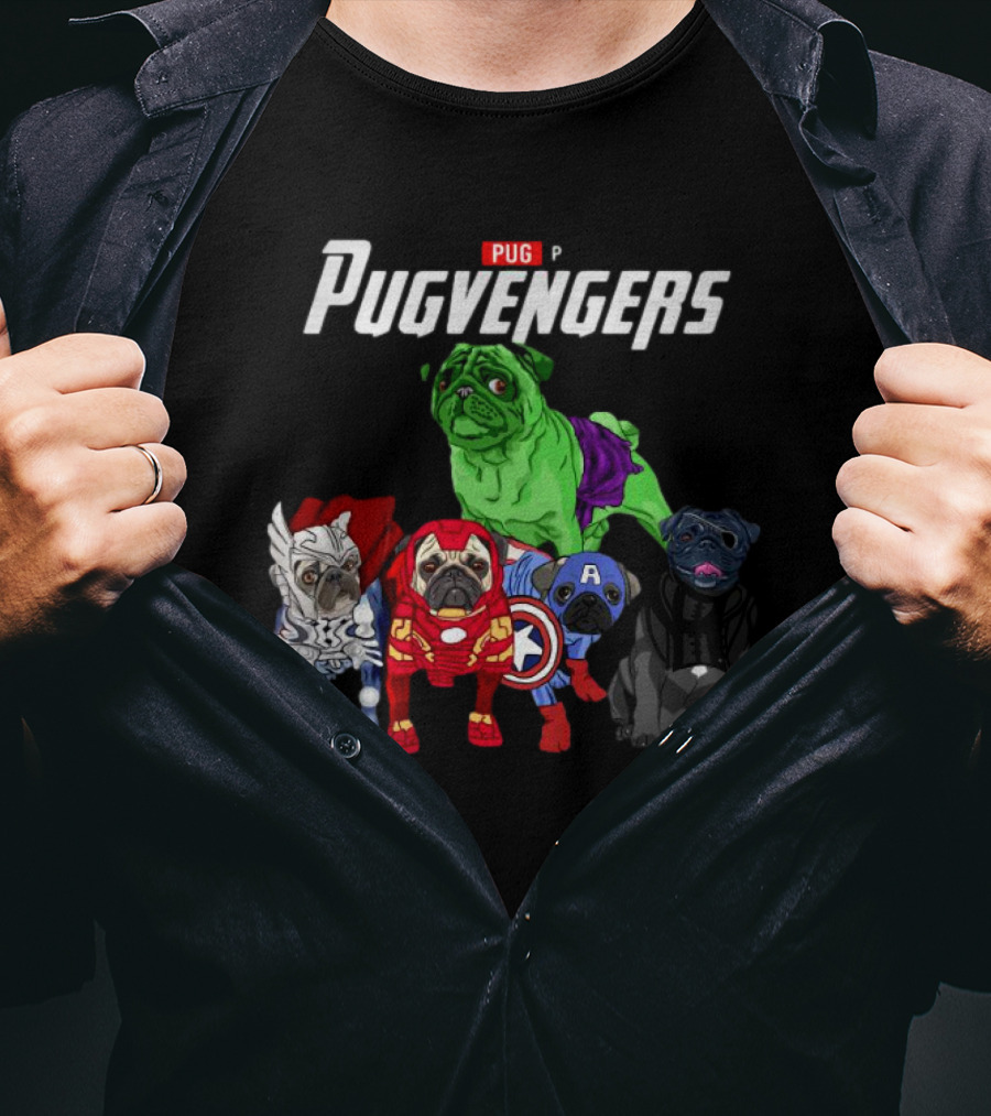Marvel Avengers Pug Pugvengers Hulk Captain America Iron Man Thor Black Panther T-Shirt