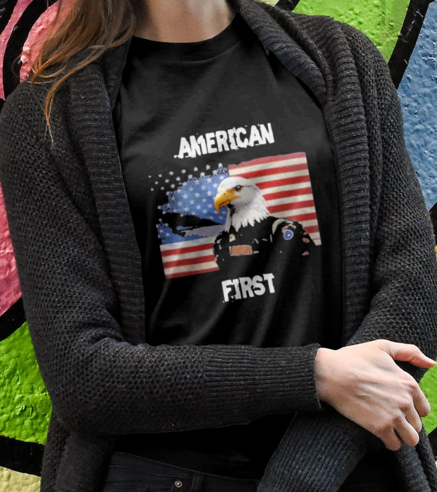 American Eagle Soldier American First US Flag Patriotic T-Shirt