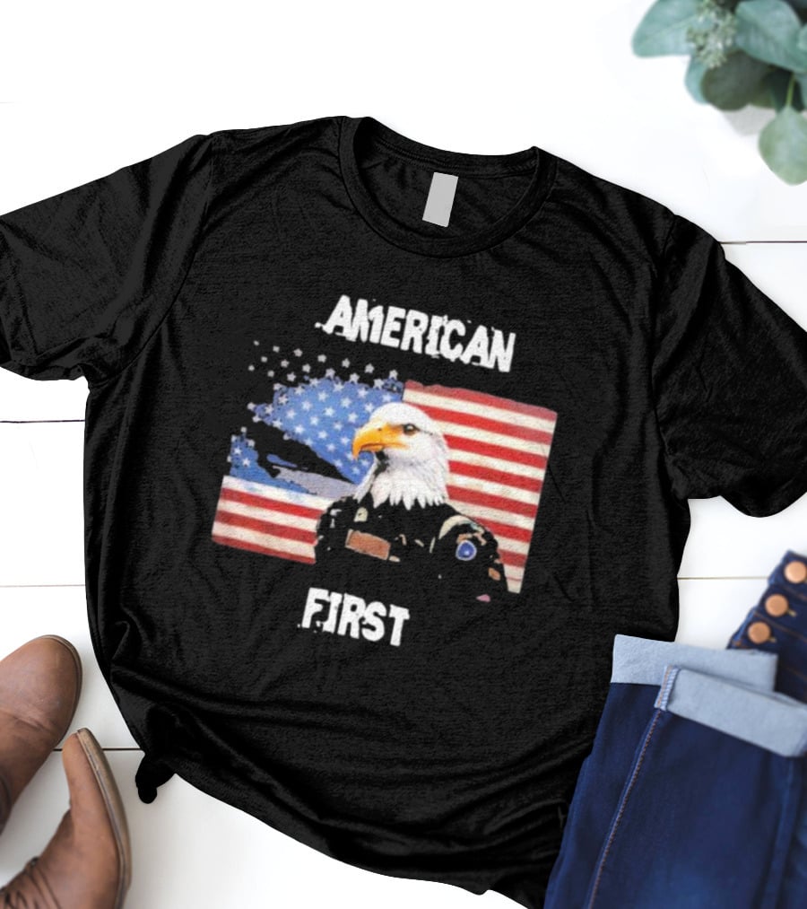 American Eagle Soldier American First US Flag Patriotic T-Shirt