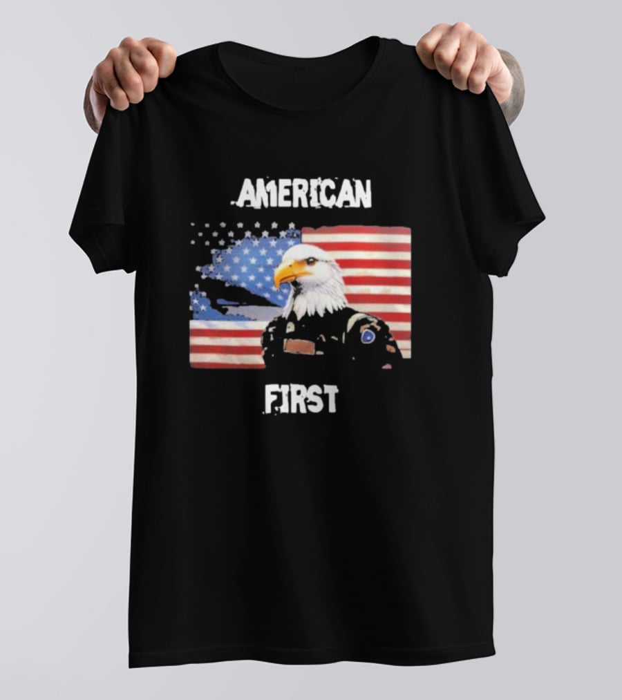 American Eagle Soldier American First US Flag Patriotic T-Shirt