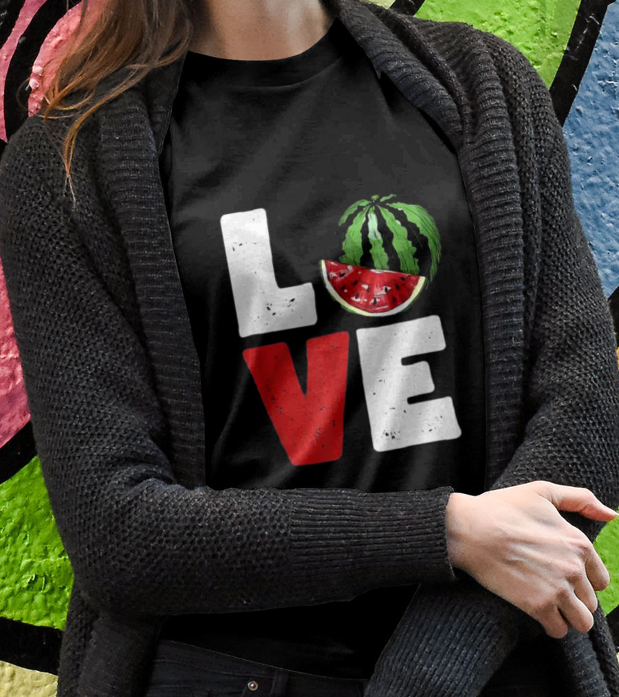 LOVE Watermelon Slice Typography T-Shirt