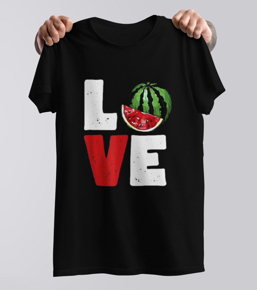 LOVE Watermelon Slice Typography T-Shirt