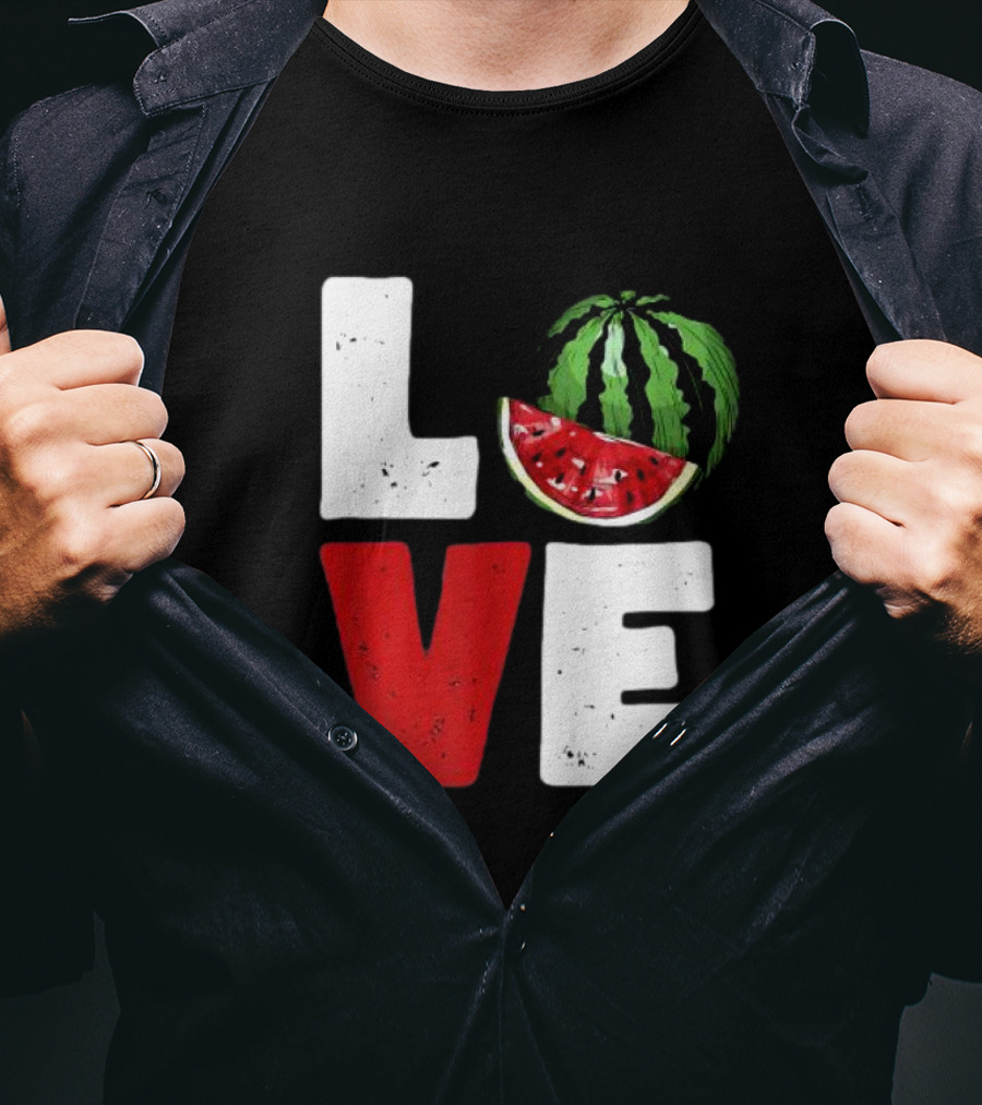 LOVE Watermelon Slice Typography T-Shirt