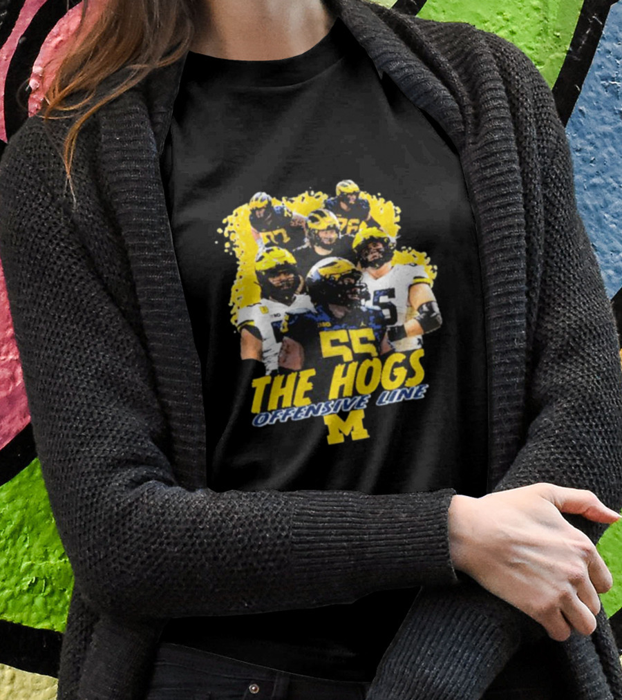 Valiant University Of Michigan Football The Hogs Offensive Line Team Spirit T-Shirt