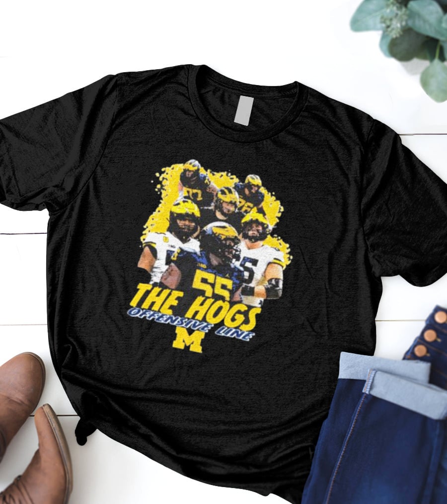 Valiant University Of Michigan Football The Hogs Offensive Line Team Spirit T-Shirt