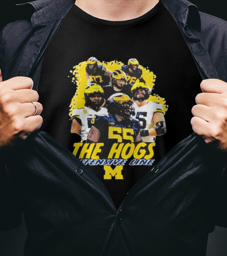 Valiant University Of Michigan Football The Hogs Offensive Line Team Spirit T-Shirt