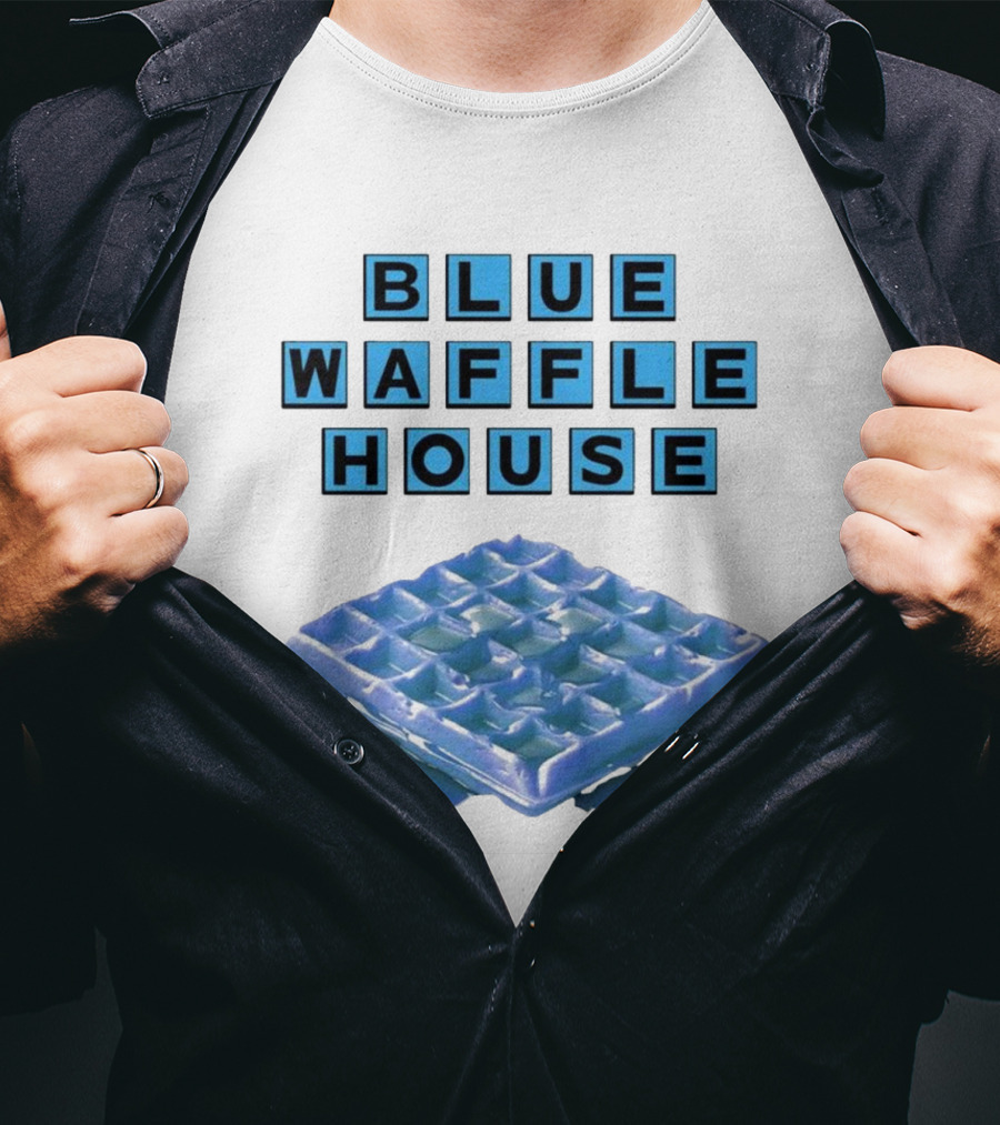 Blue Waffle House Melted Breakfast Food Novelty T-Shirt