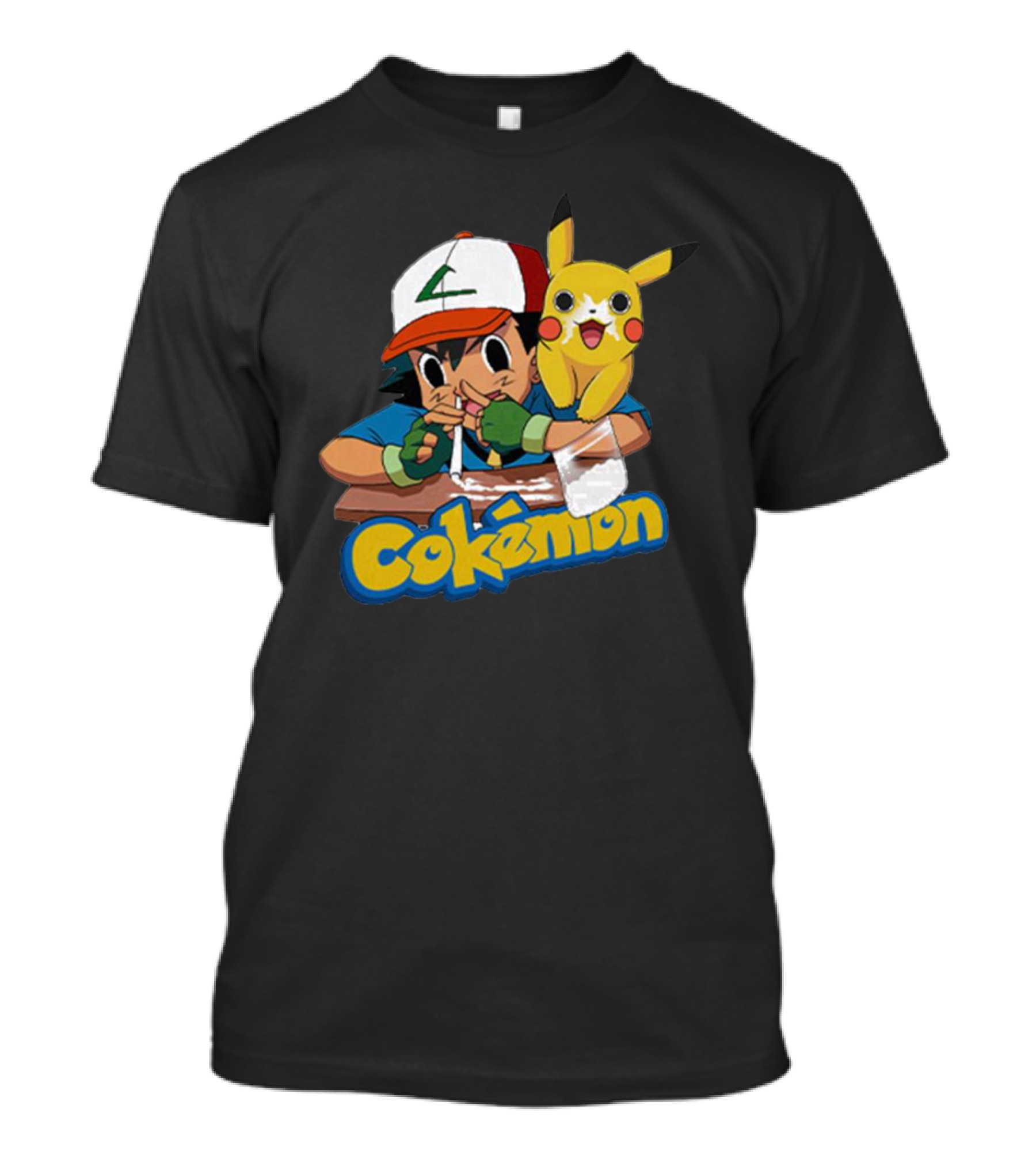 Cokemon Parody Pikachu Ash Ketchum Anime Humor T-Shirt