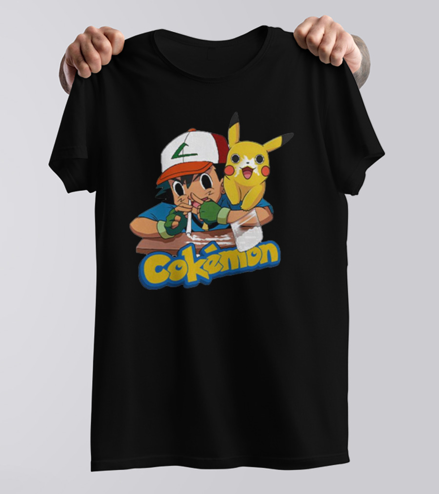 Cokemon Parody Pikachu Ash Ketchum Anime Humor T-Shirt